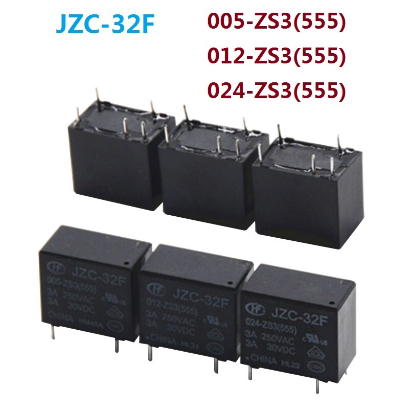 2PCS HongFa Relay JZC-32F-005-ZS3 JZC-32F-012-ZS3 JZC-32F-024-ZS3 3A 5Pins Relay
