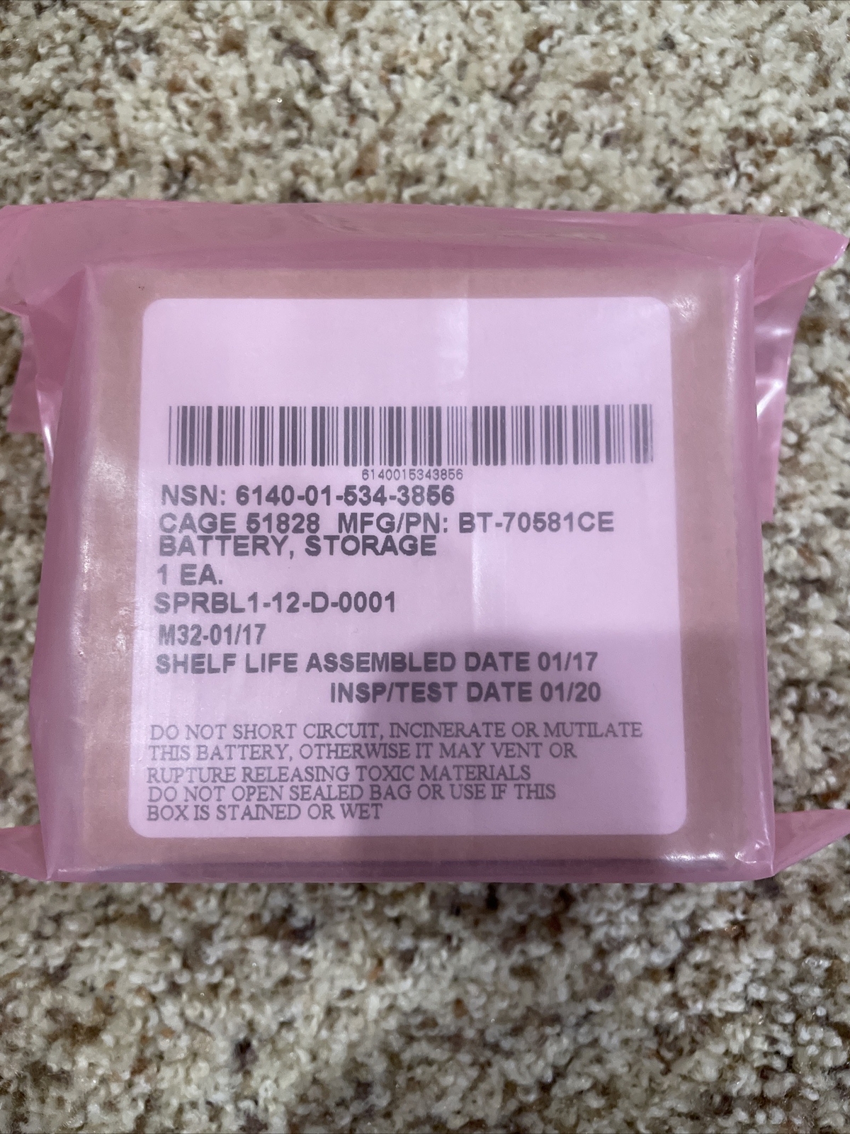 BB-2001A/U Recharable Battery Lithium Ion / BT-70581B