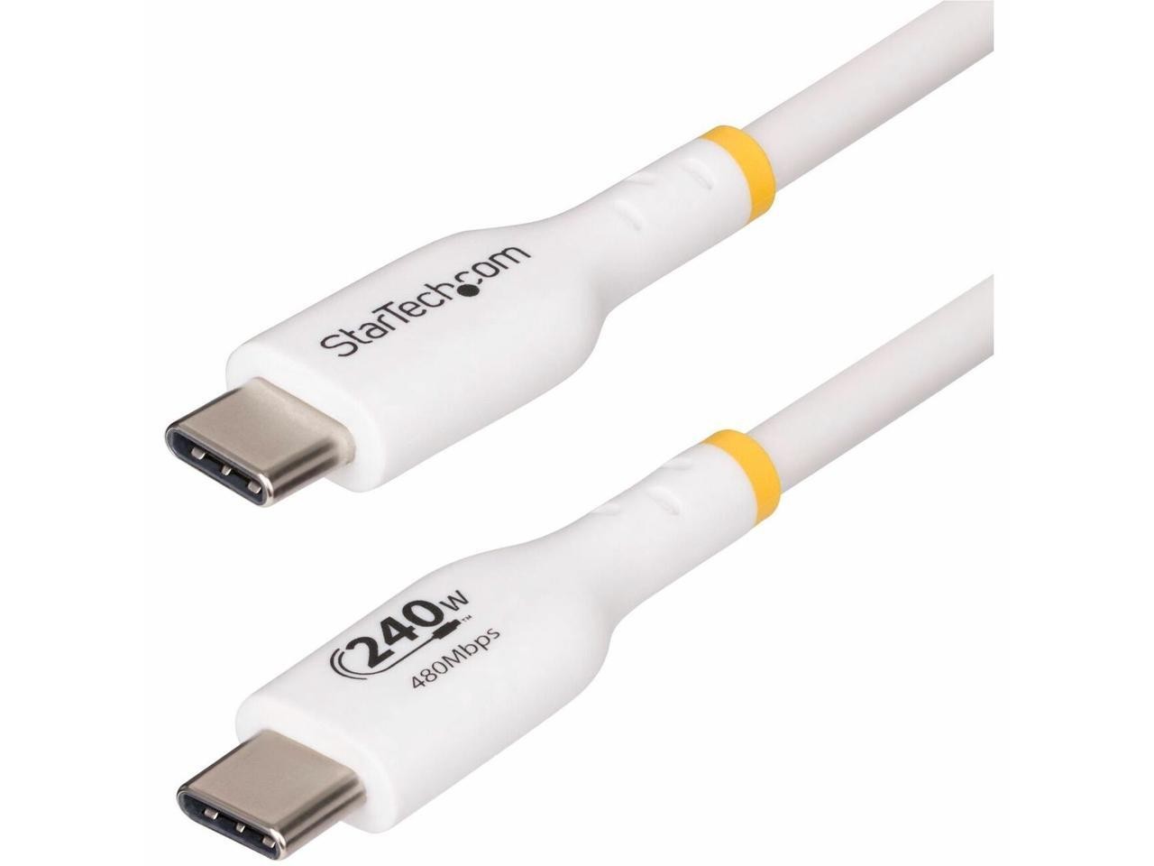 StarTech.com 6ft White USB-C Charging Cable – USB-IF Certified USB C Cable –