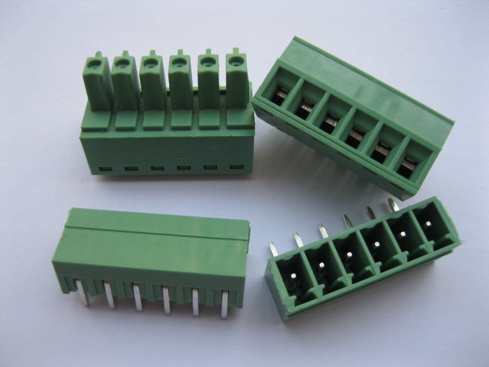 12 pcs Screw Terminal Block Connector 3.5mm Angle 6 pin/way Green Pluggable Type