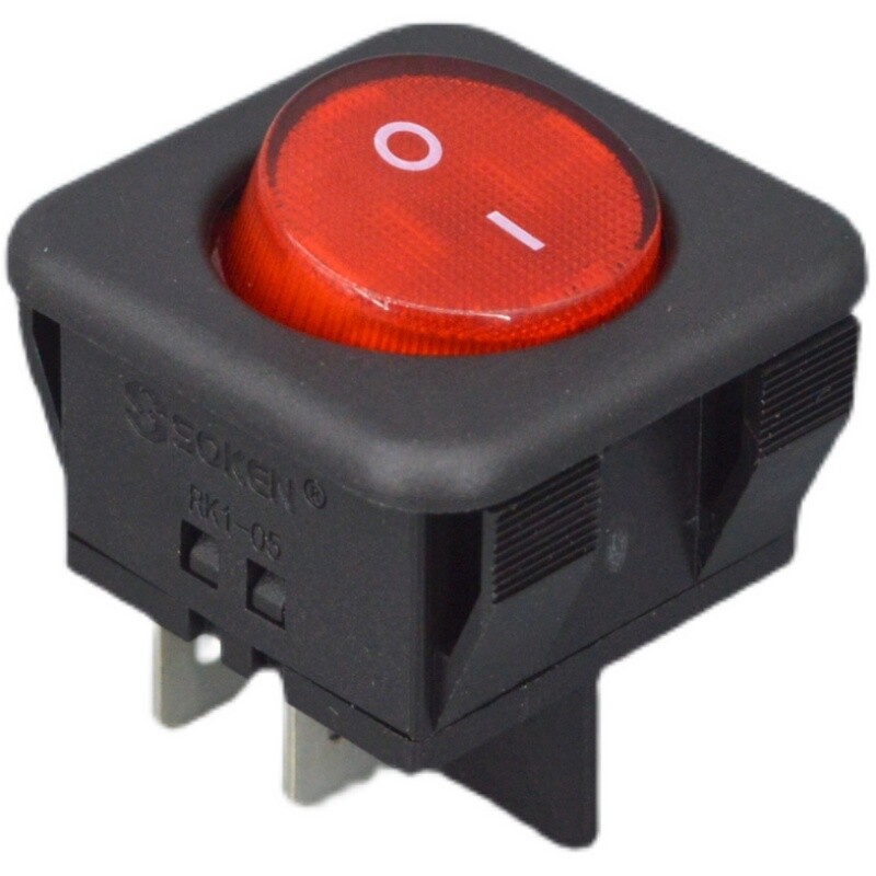 1PC NEW FIT FOR Power switch RK1-05 4-pin black red with light silver contact