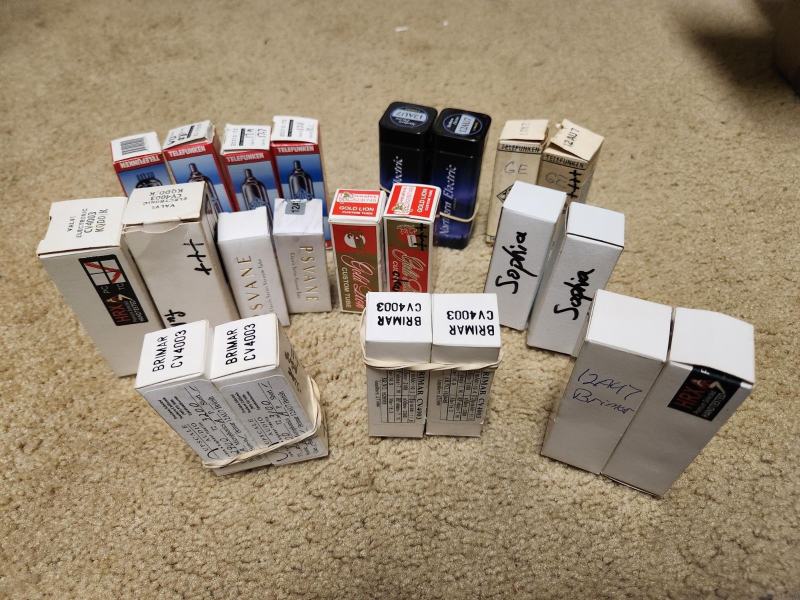 Audio vacuum tubes (24) – 12AU7/ECC82/CV4003 various brands, lightly used or new
