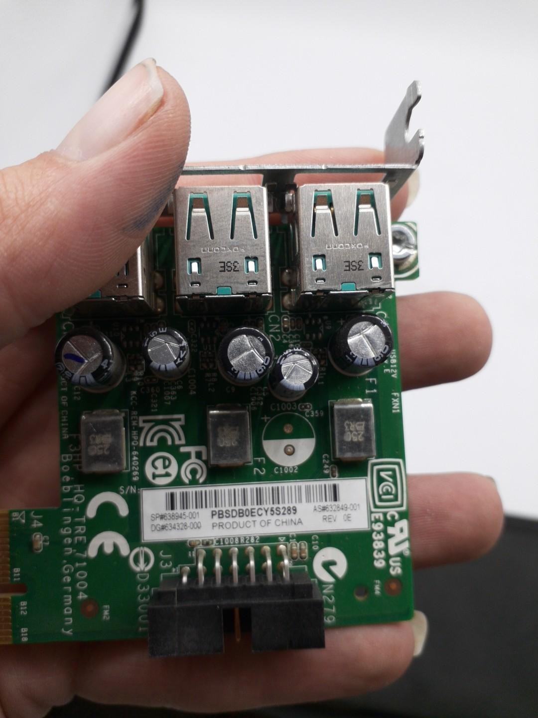 HP 3 Port Powered USB 12V PCI Express Low Profile Card P.N. 640269–001 638945-1