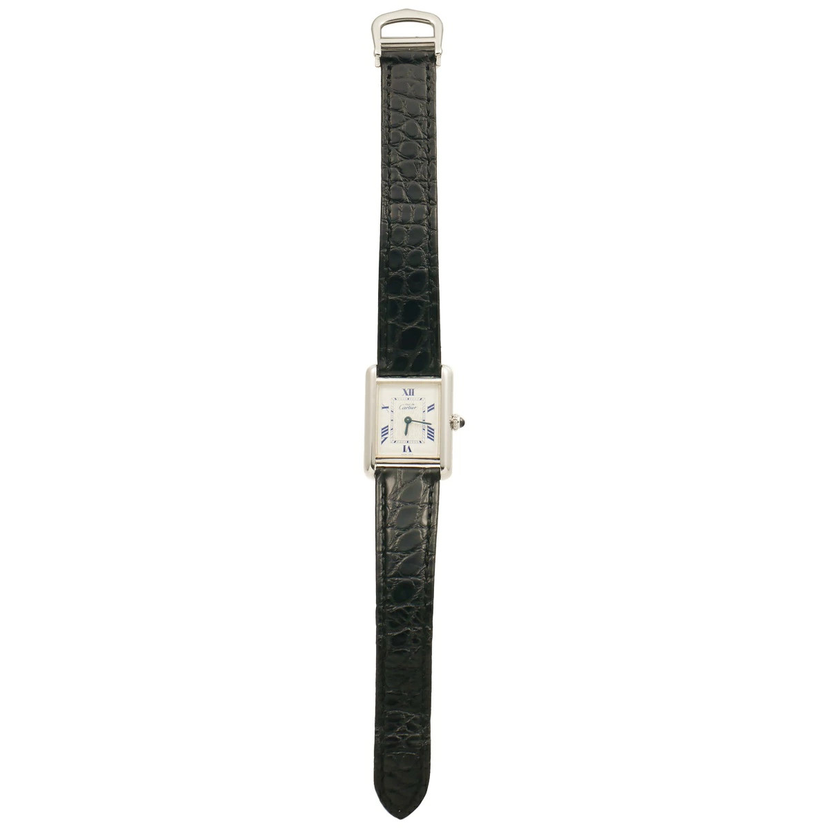 Cartier Must Tank SM Silver W1008354 White Dial Leather Bracelet Quartz Ladies
