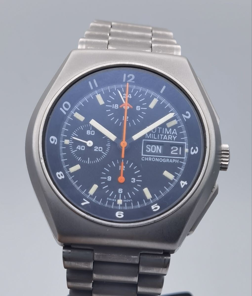 Tutima Watch Military Chronograph 798-02 Cal.5100 Stainless Steel Black Dial