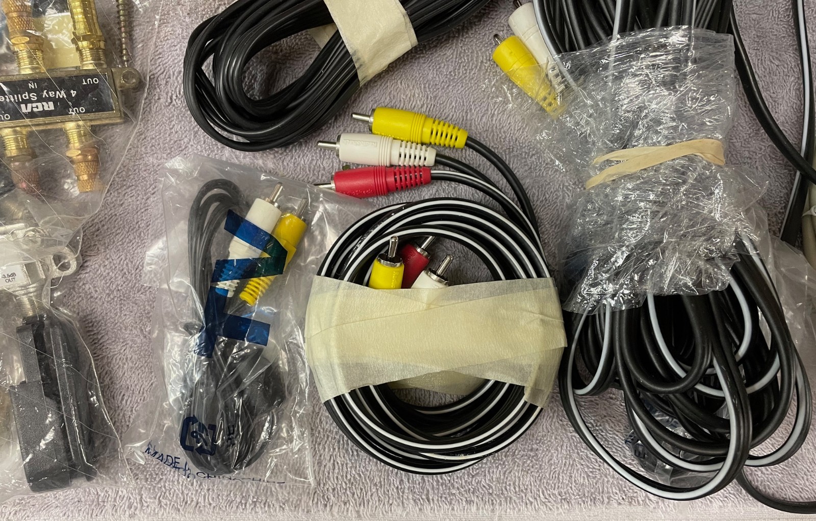 Lot of Electronics Cables, Connectors, Adaptors, Coaxial Hardware/Splitters