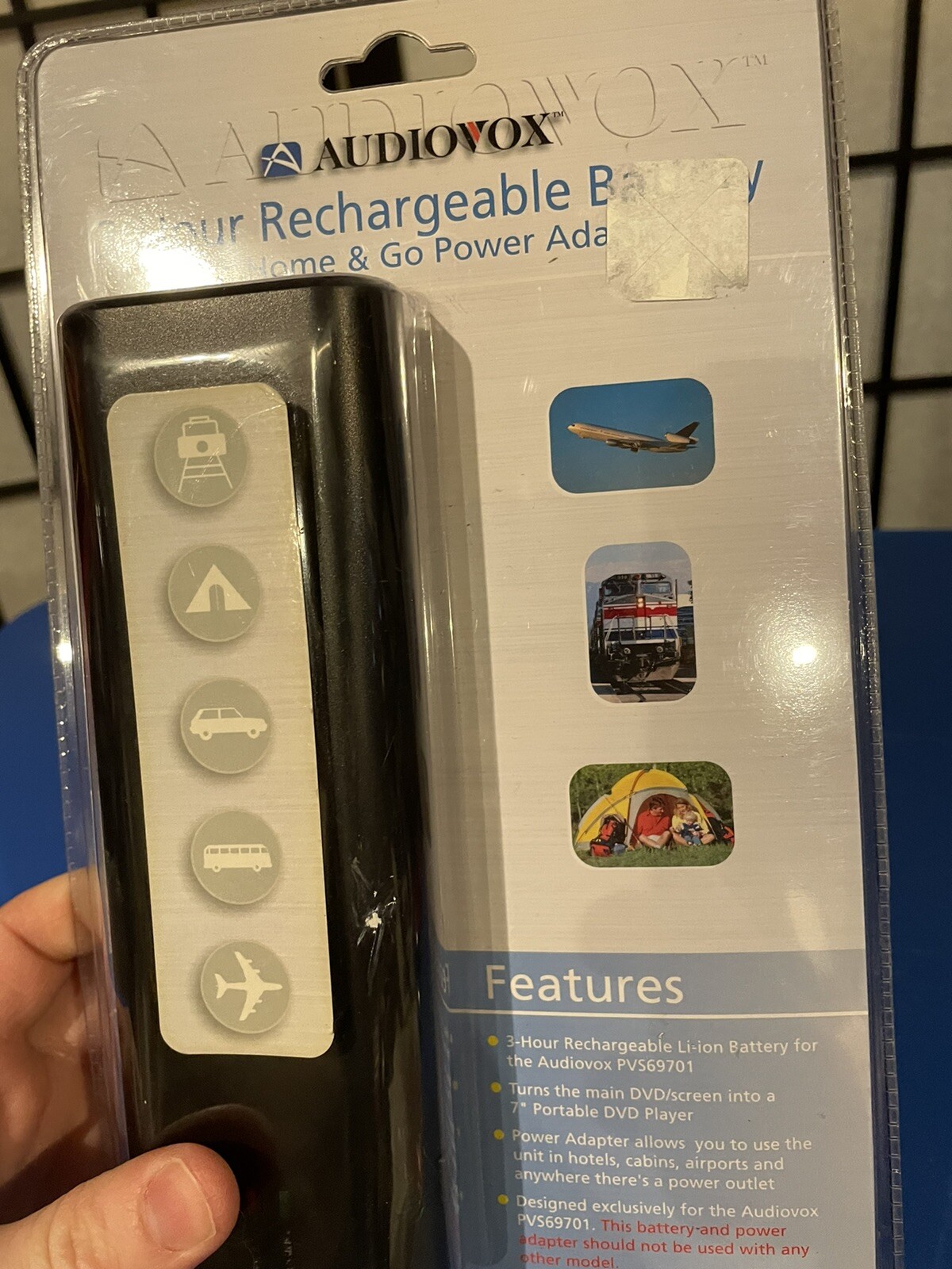 Audiovox 3 Hour Rechargeable Battery w/ Home&Go Power Adapter