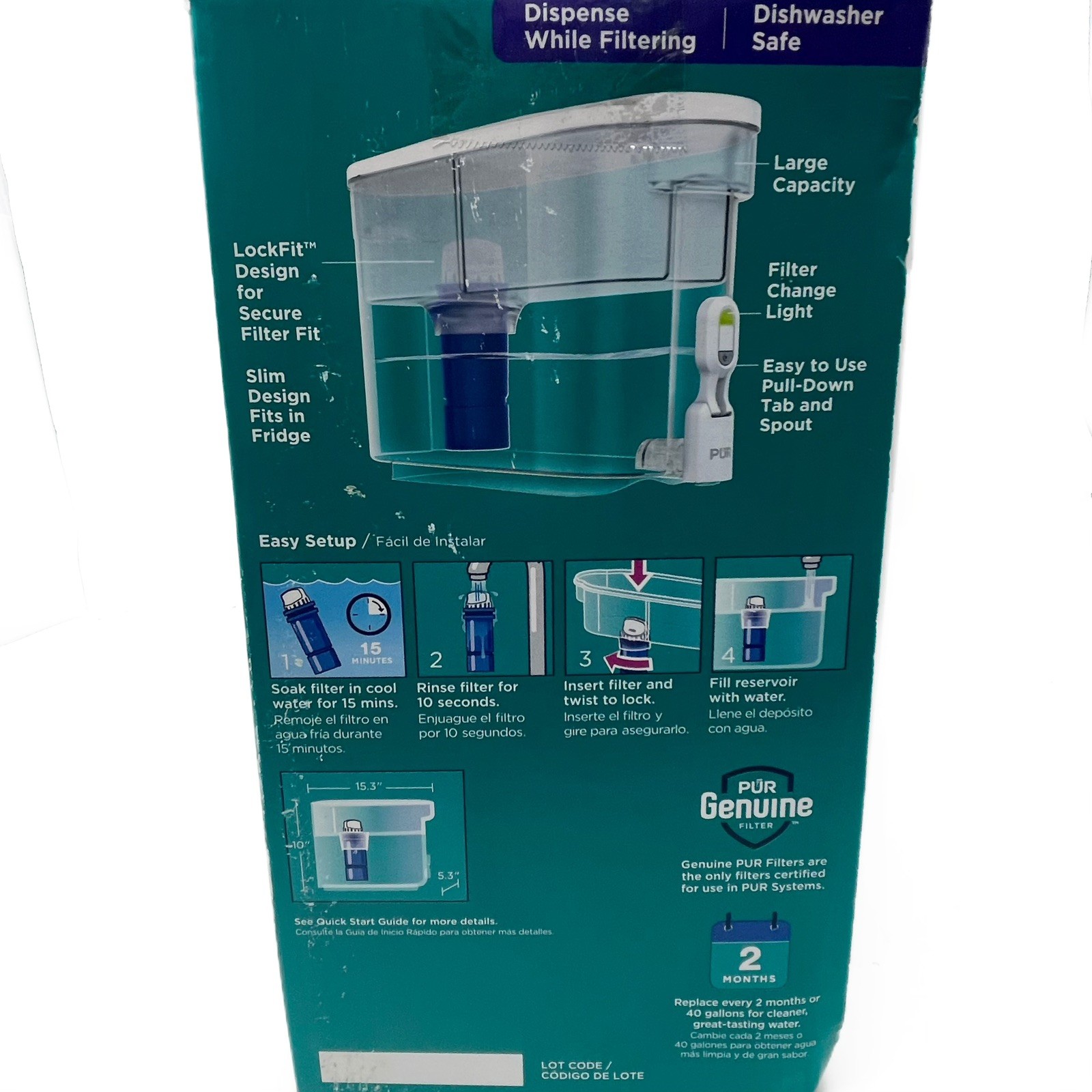 Pur Plus Large 30 Cup Dispenser Water Filtration System 1 Filter Brand NEW