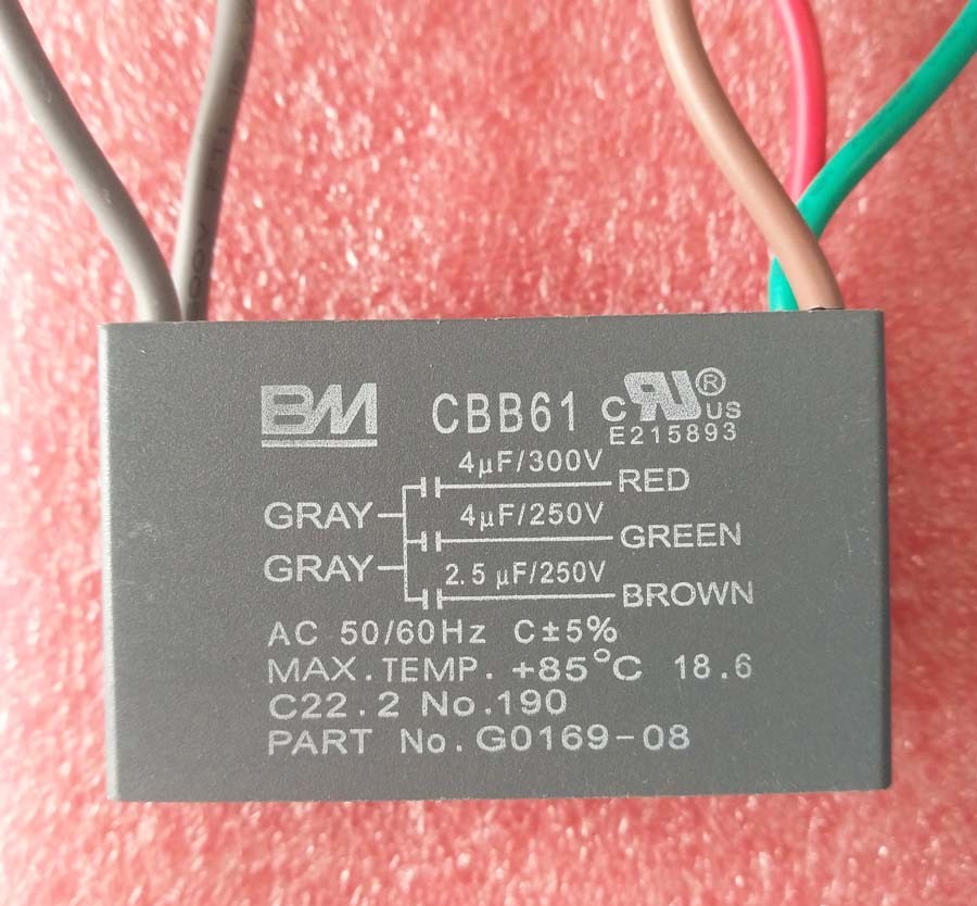 UL CBB61 Start Run CEILING FAN CAPACITOR 4uf+4uf+2.5uf 5 WIRE 250V/300VAC BM