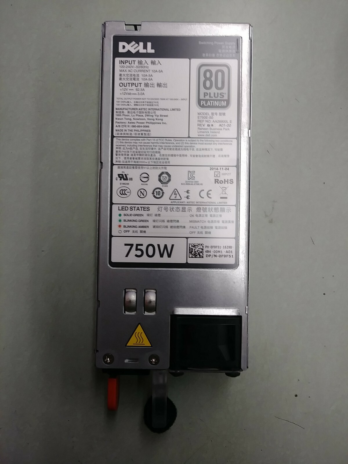 DELL 750W Power Supply REV:A01 AA26900L E