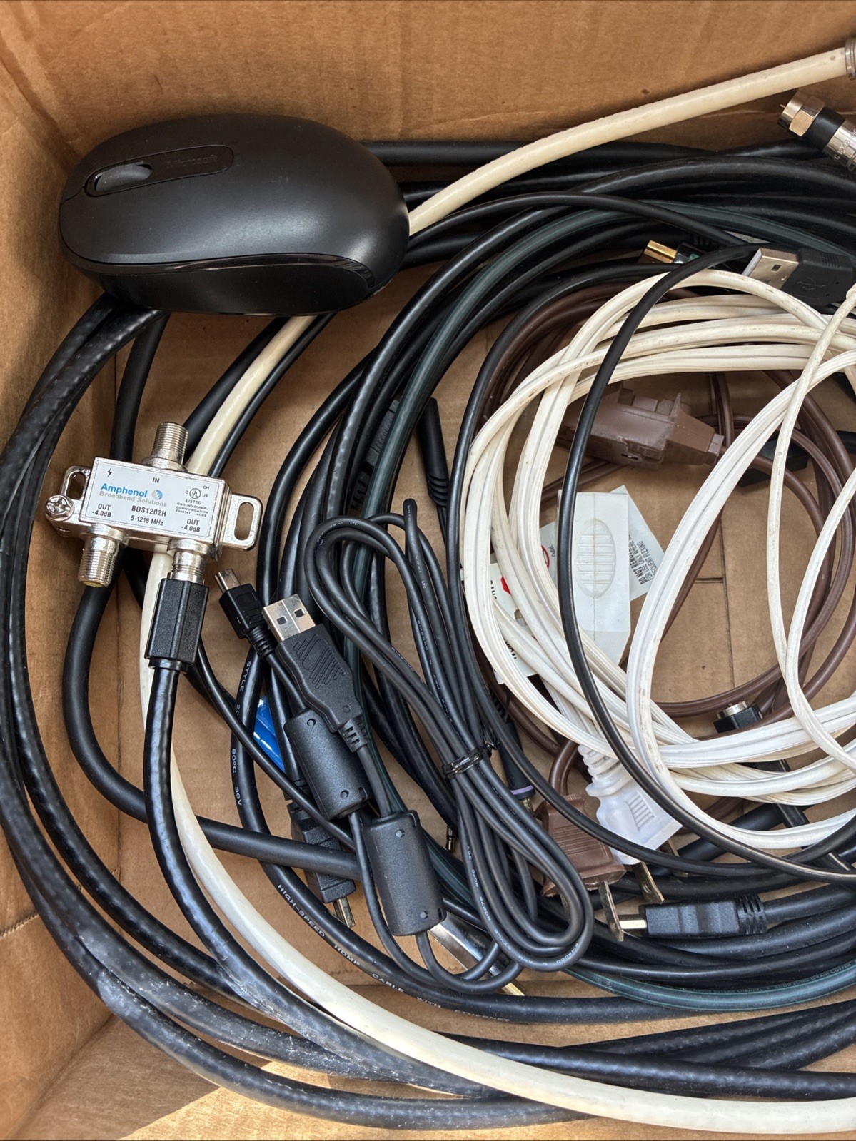 Box Of Assorted Wires And Cables