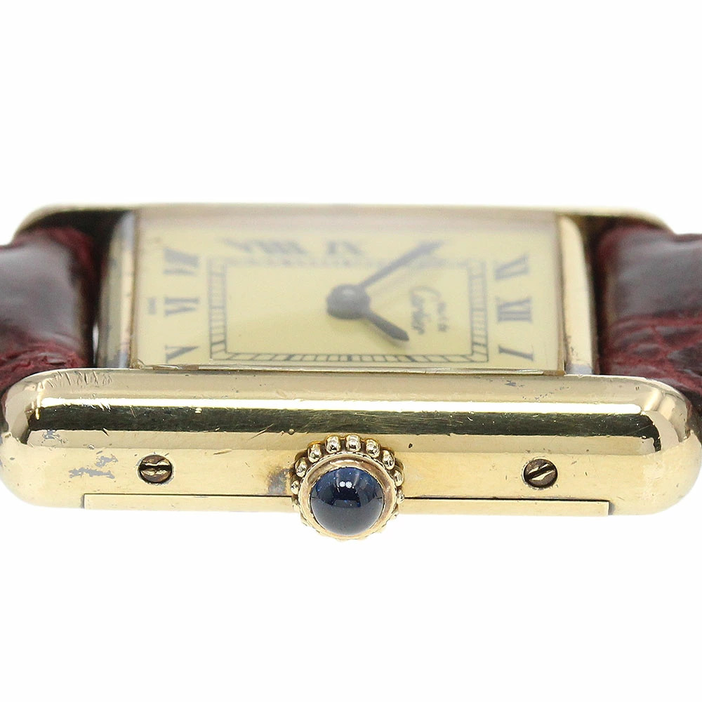 Cartier Must Tank Manual Winding Ladies Watch Box Warranty Card Booklet Auth