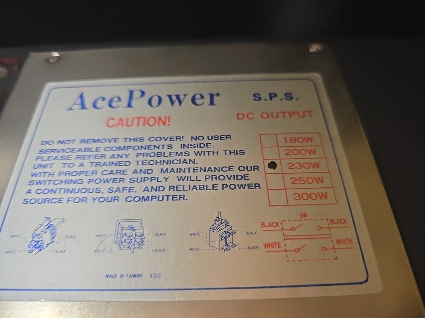 ACE POWER SPS 230W Power Supply Unit / PSU