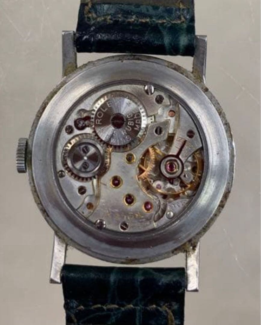 ROLEX Watch Precision 9829 Hand-wound Black Leather Band 35mm Men’s Auth w/Case