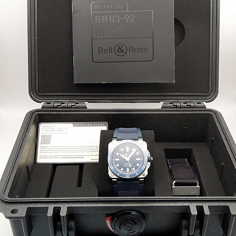 Bell & Ross BR03-92 Diver Blue Automatic Date 42mm Steel 300m Full Set Watch