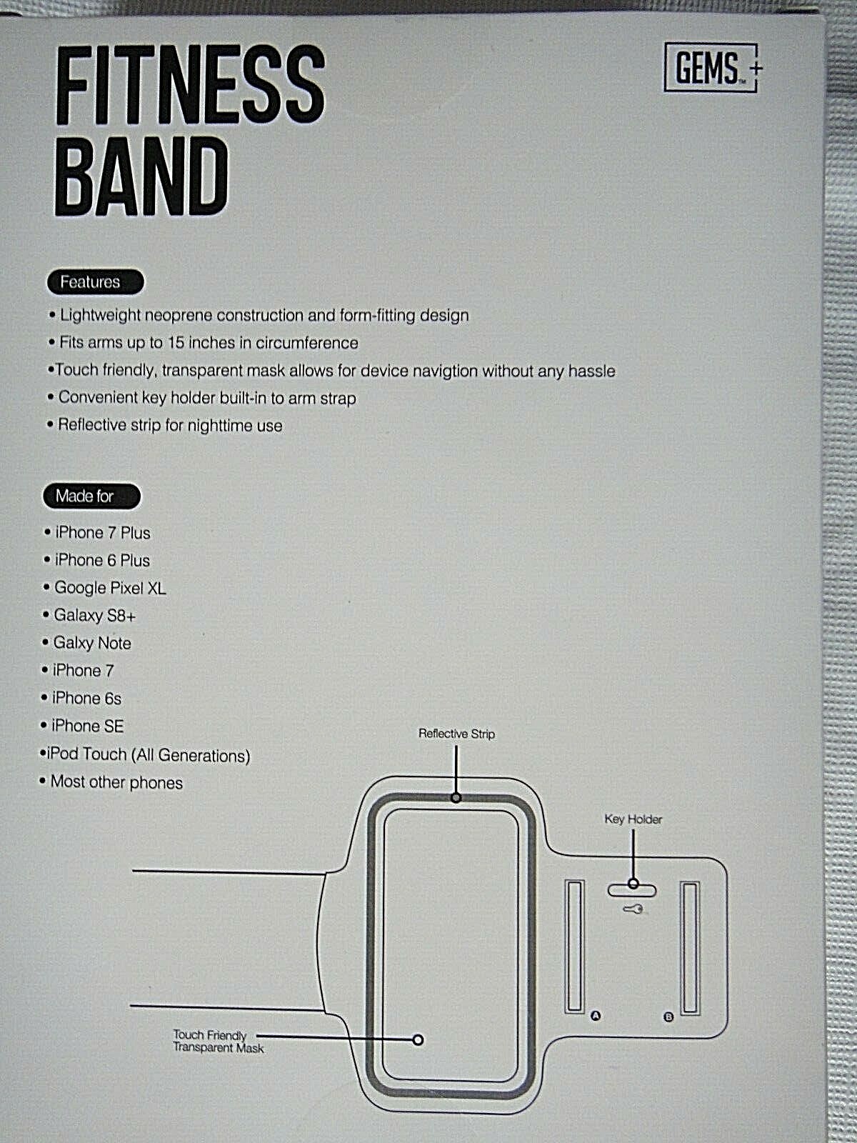 GEMS Large Cellphone Fitness Band – 3 color options -sold separately -new