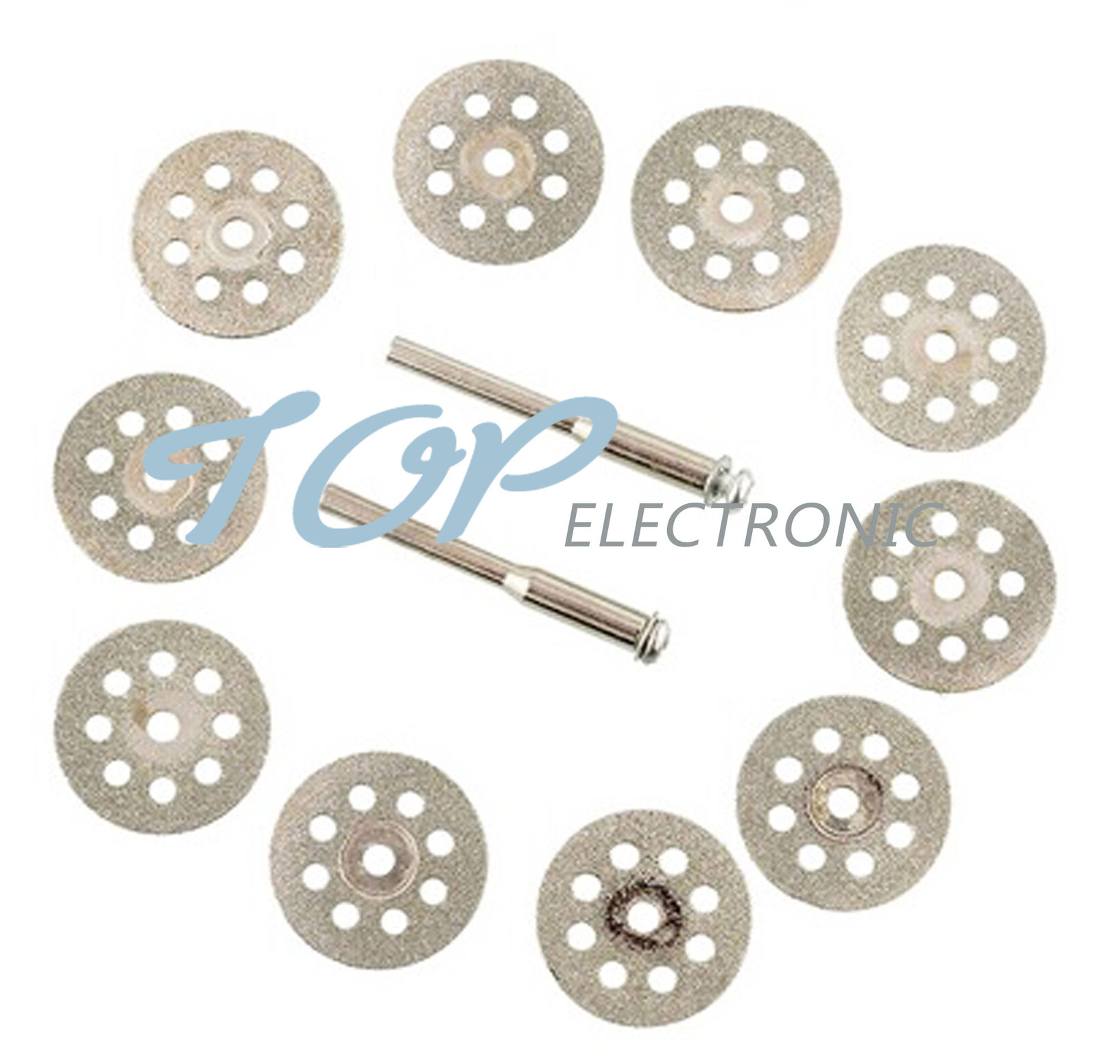 10PCS Mini 22mm Vented Rotary Diamond Cutting Disks+Mandrel Dremel Tools DIY