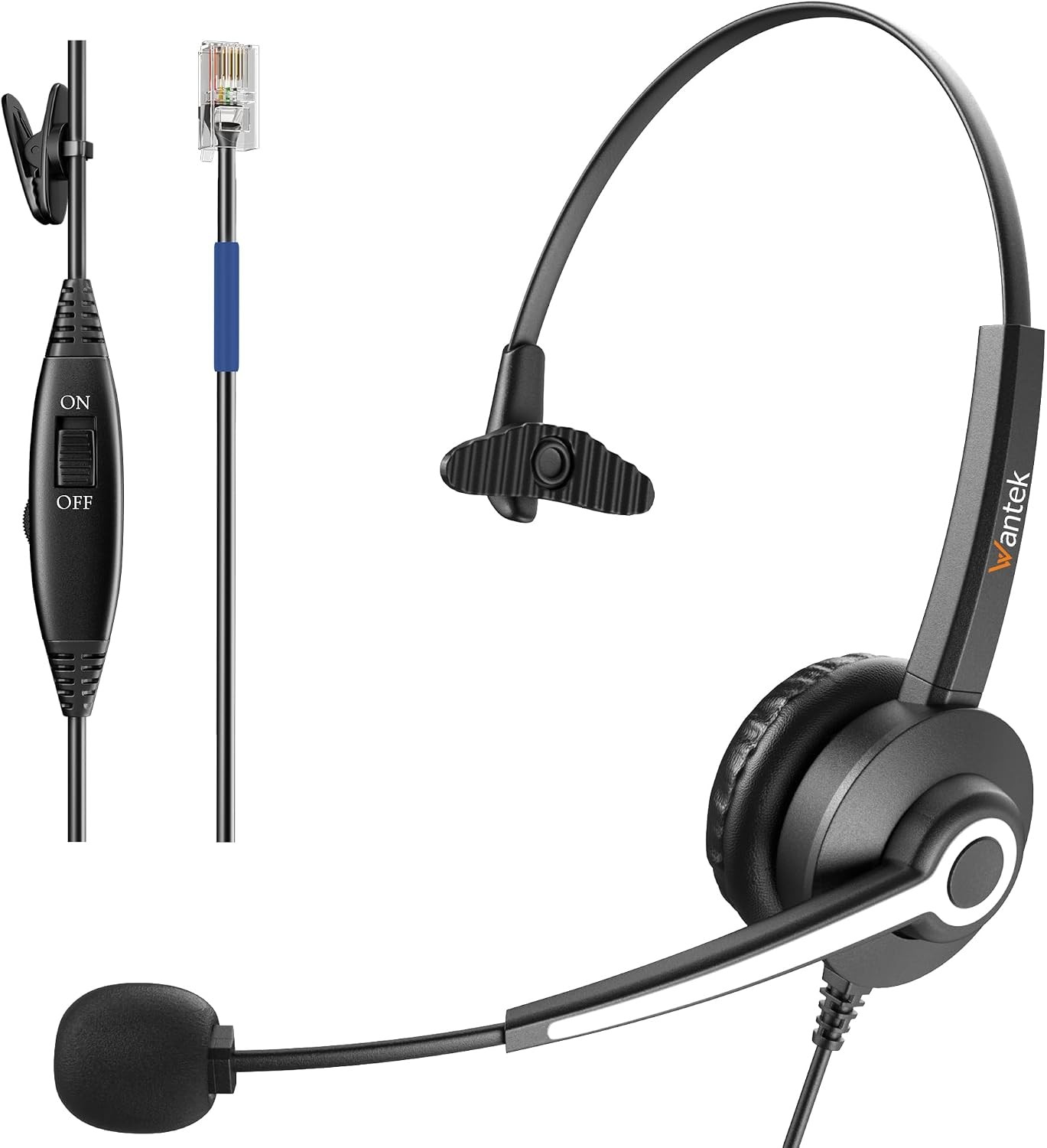 Wantek RJ9 Office Phone Headset for Cisco IP Phones Noise Canceling Mic Mute