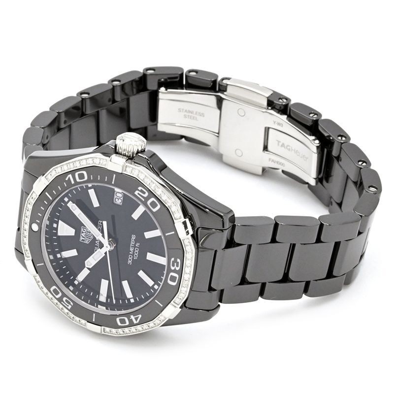 TAG Heuer Ladies Aquaracer WAY1395.BH0716 Black Ceramic Diamond Quartz Watch