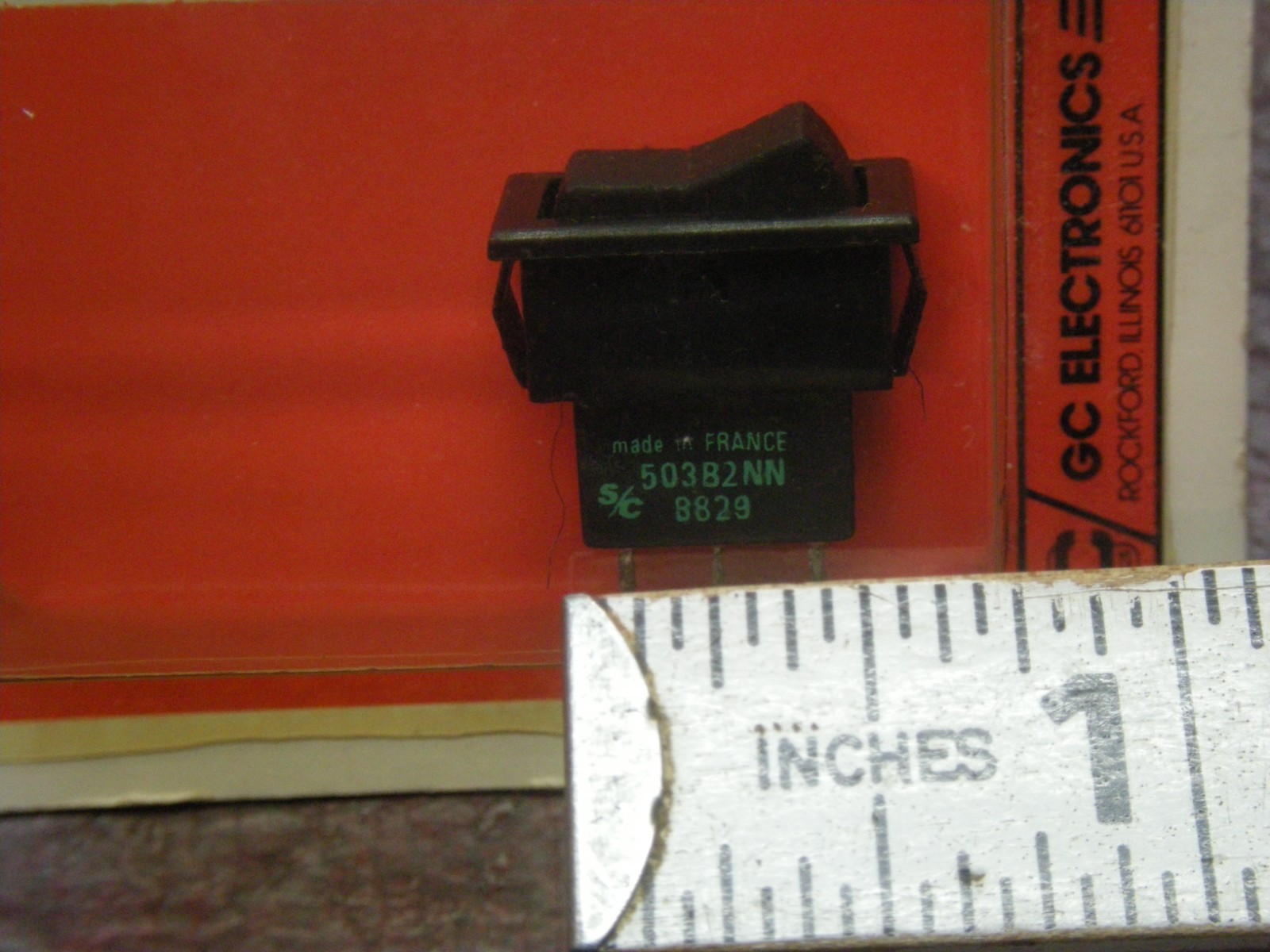 Vintage GC Electronics Miniature Rocker Switch, 125V 4A, 250V 2A, On-Mom On NOS