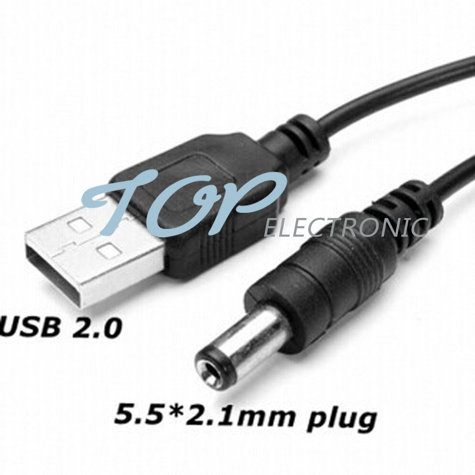 10PCS USB 2.0 to DC 5.5mm X2.1mm 80cm USB to power cord Cable MCU Power supply