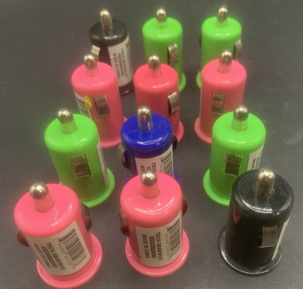 USB Car Charger (17) and USB Wall Charger (6) various colors.