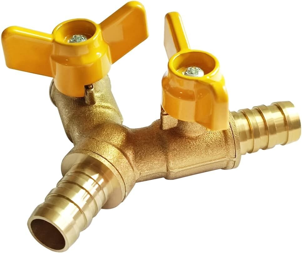 Brass 1/4 Inch 3-way Y-shaped Shut-off Ball Valve with 2-switch 1/4″ Hose Bar…