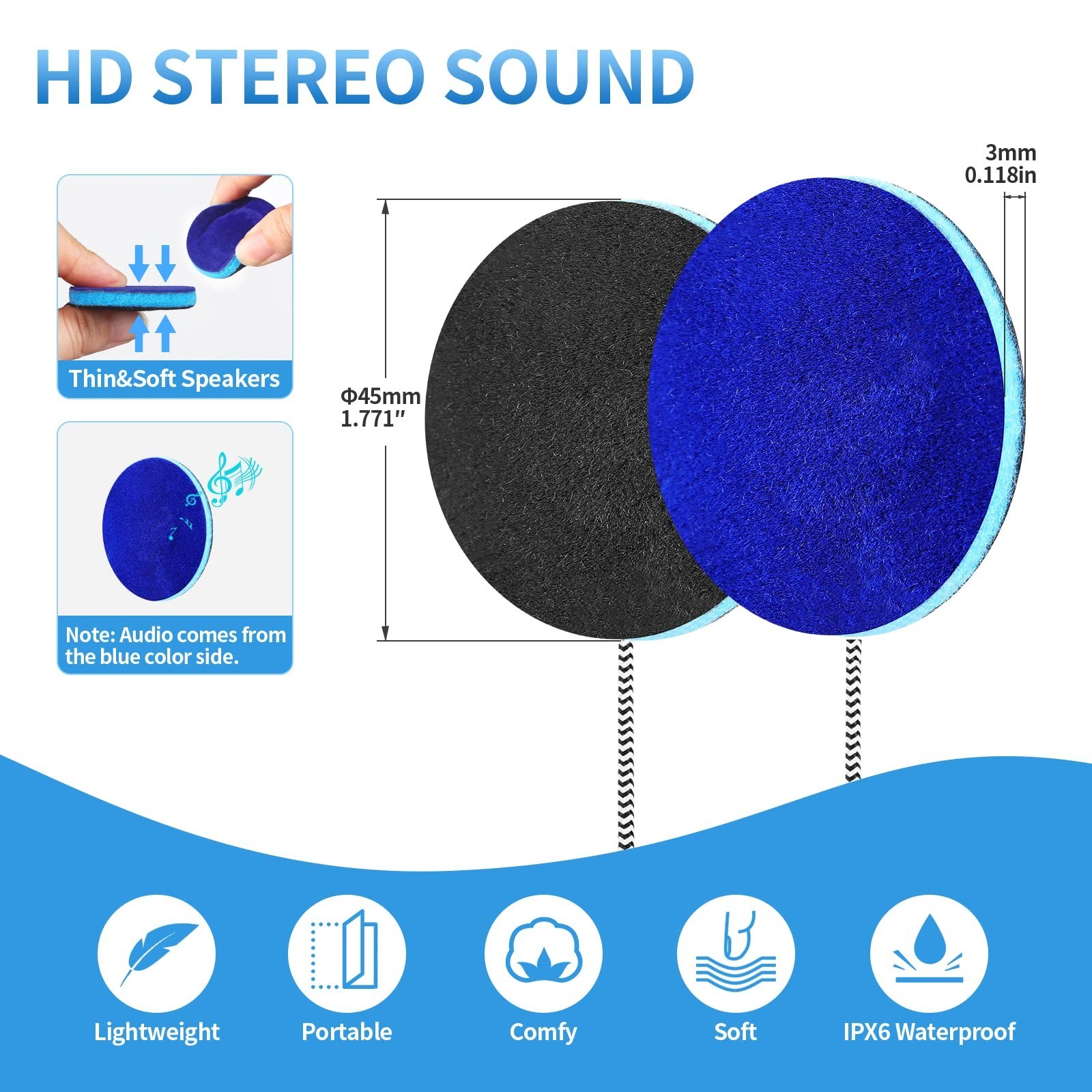 Sleep Ultra Thin Pillow Speakers Stereo Sleep Headphones Headphone Replacement