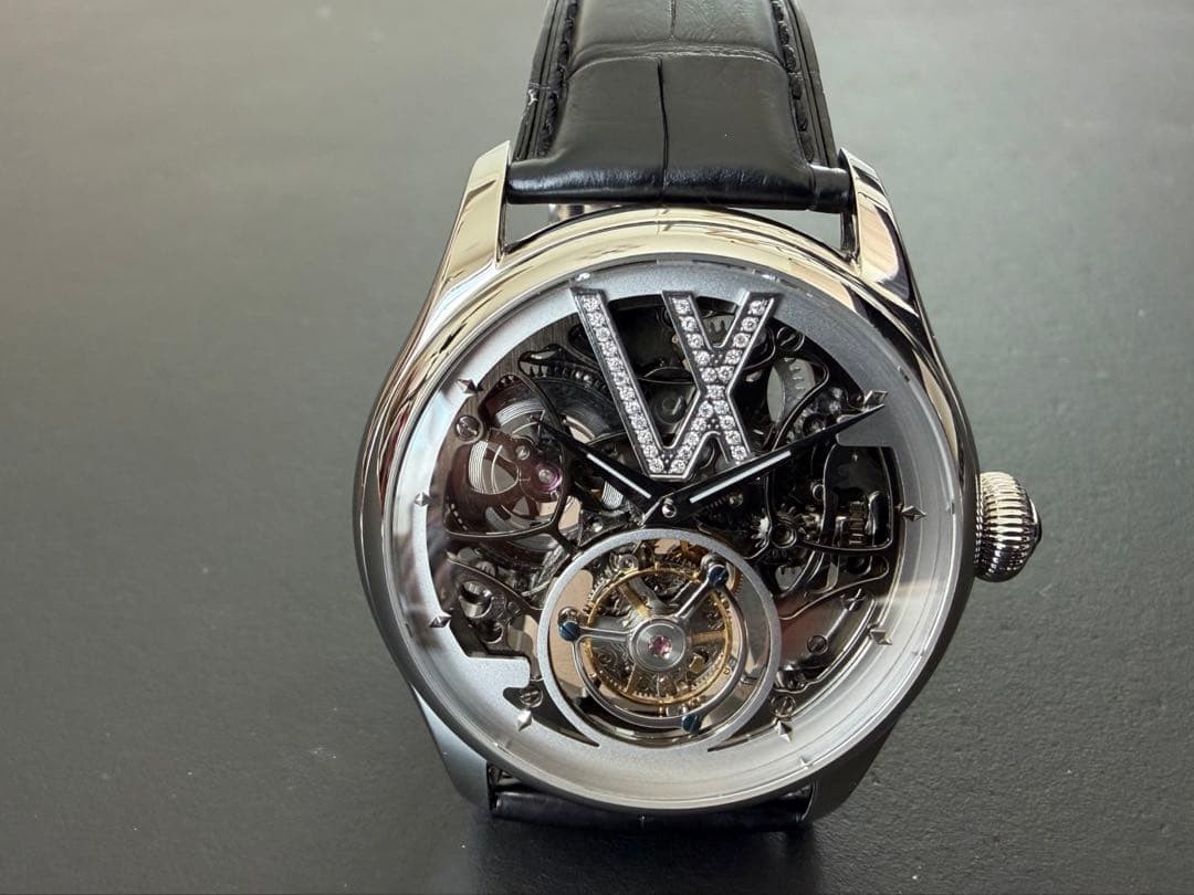 VARTIX Wristwatch Tourbillon Diamond Belt black color for men w/box 42.5mm
