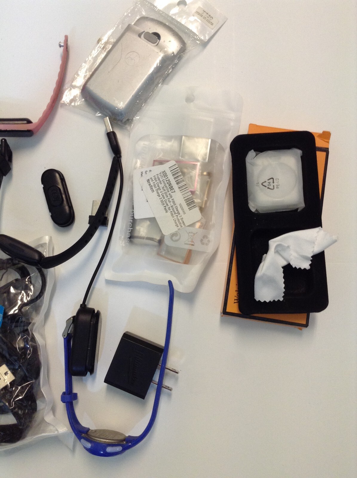 HUGE lot AS IS UNTESTED USED activity trackers bands chargers cases cords Lot-2