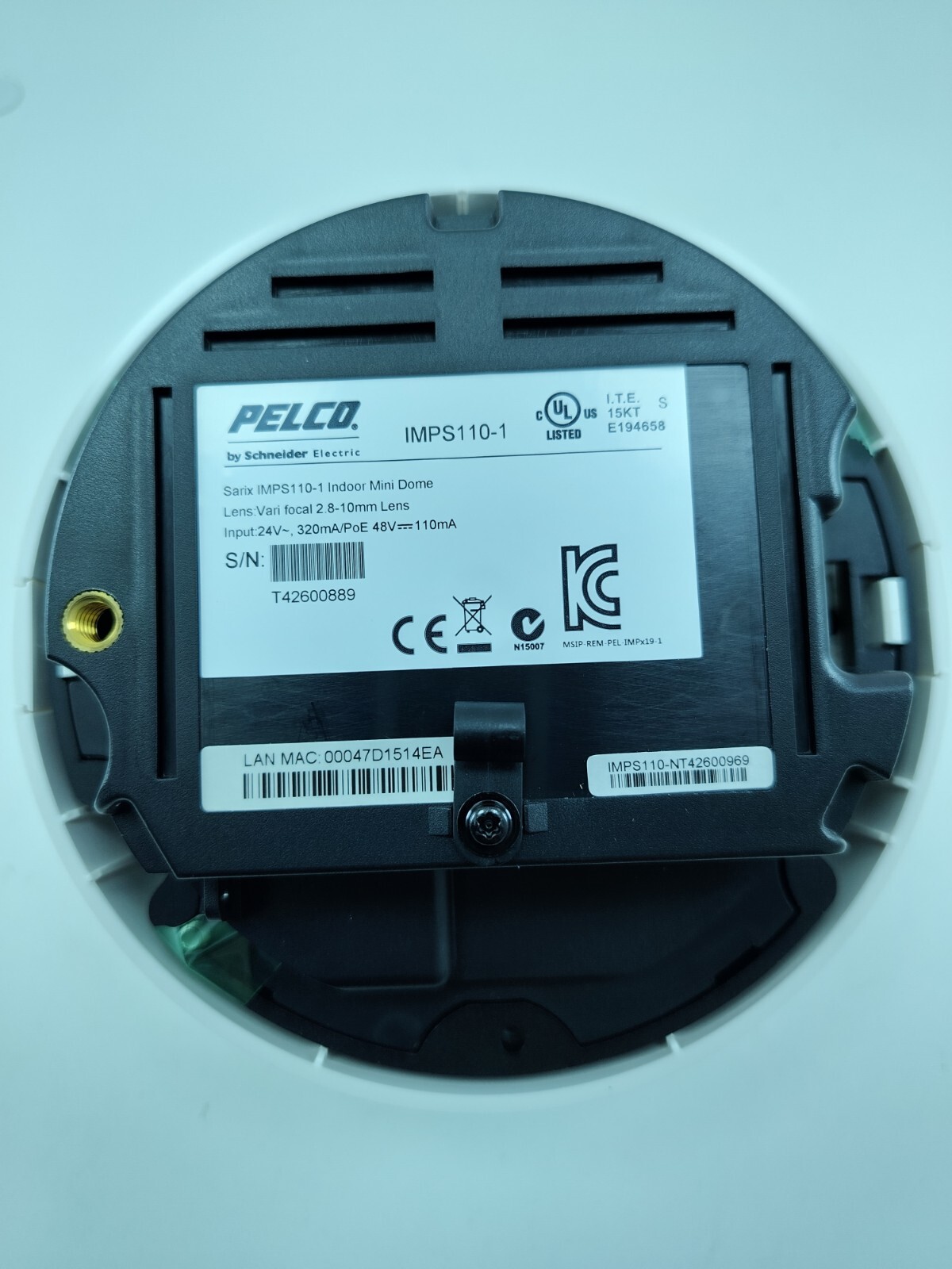 Pelco Sarix IMPS110-1 Environmental Indoor Mini Dome day Night In-Ceiling Mount
