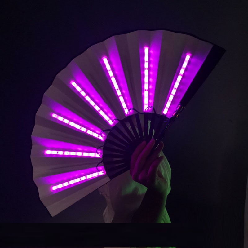 Portable LED Hand Fan Folding Glow Fan for Festivals Parties Events