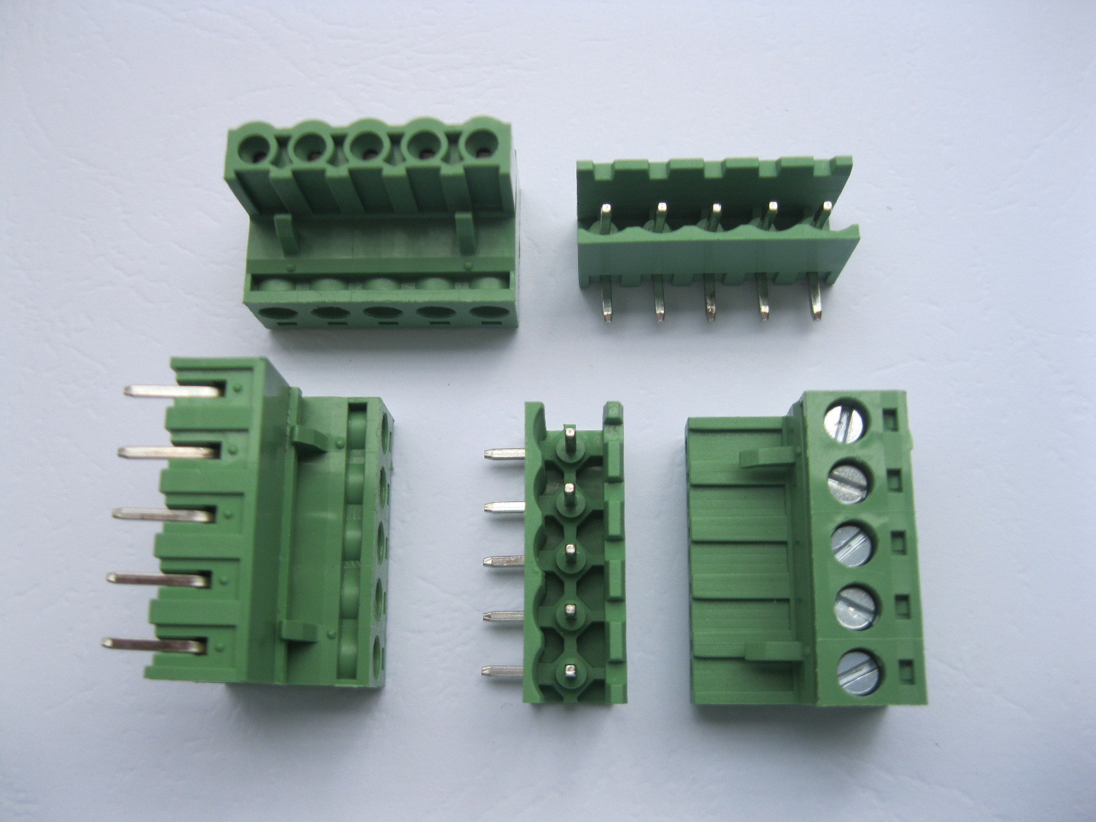 6 pcs Angle 5 pin/way 5.08mm Screw Terminal Block Connector Green Plugbale Type