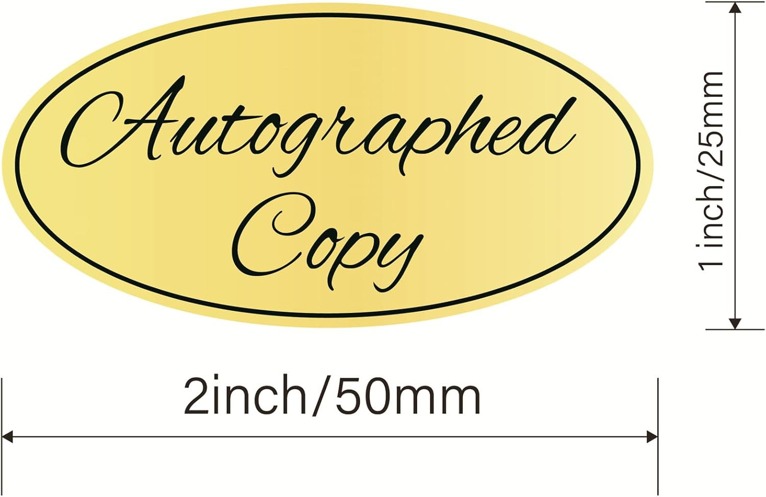 Autographed Copy Stickers,1×2 inch 500pcs Oval Gold Autographed Copy Stickers,Bo