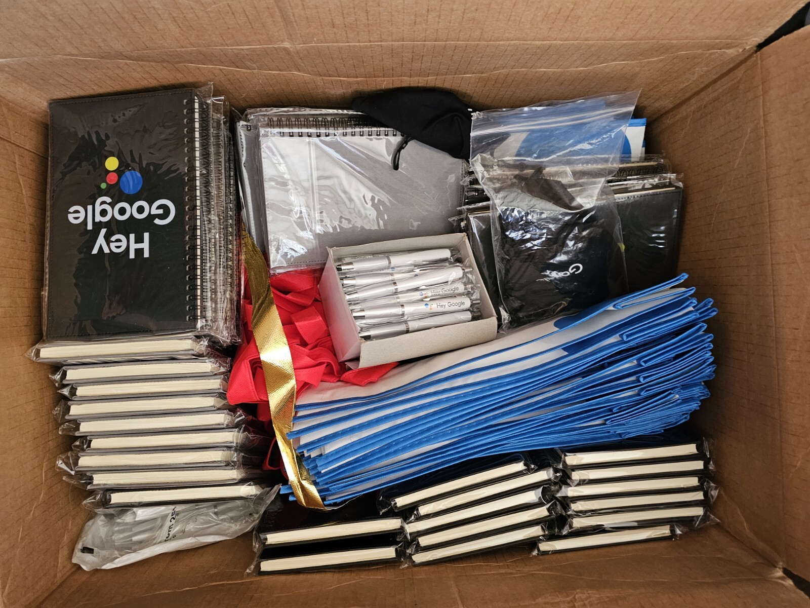 HEY Google! Merchandise Lot Notebooks Pens Bags Face Masks Etc