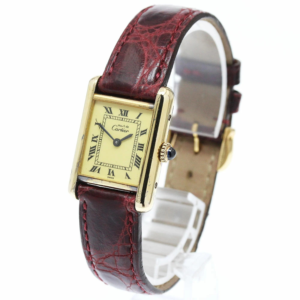 Cartier Must Tank Manual Winding Ladies Watch Box Warranty Card Booklet Auth