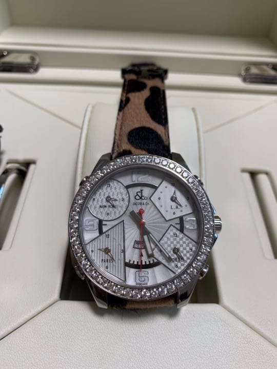 Jacob & Co. Five Time Zones 47 JC-3D Diamond Men’s Watch Stainless Steel