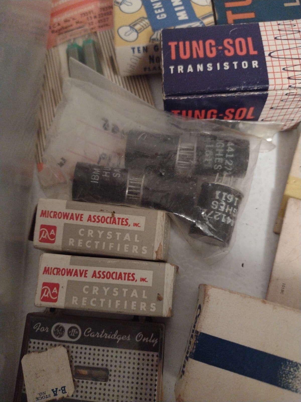 Vintage Assortment Of Electrical Components Olson Tung-sol Bulbs Etc