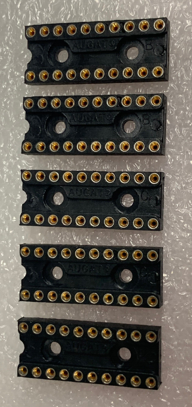 Augat High Quality 20 Pin IC-Socket Machine tooled, NOS Gold Contacts, lot of 5