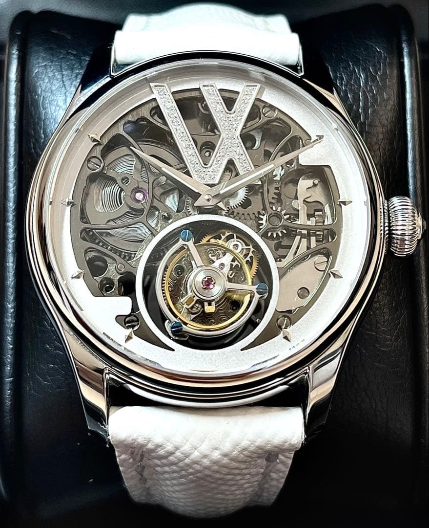 VARTIX Wristwatch Tourbillon Diamond Belt black color for men w/box 42.5mm