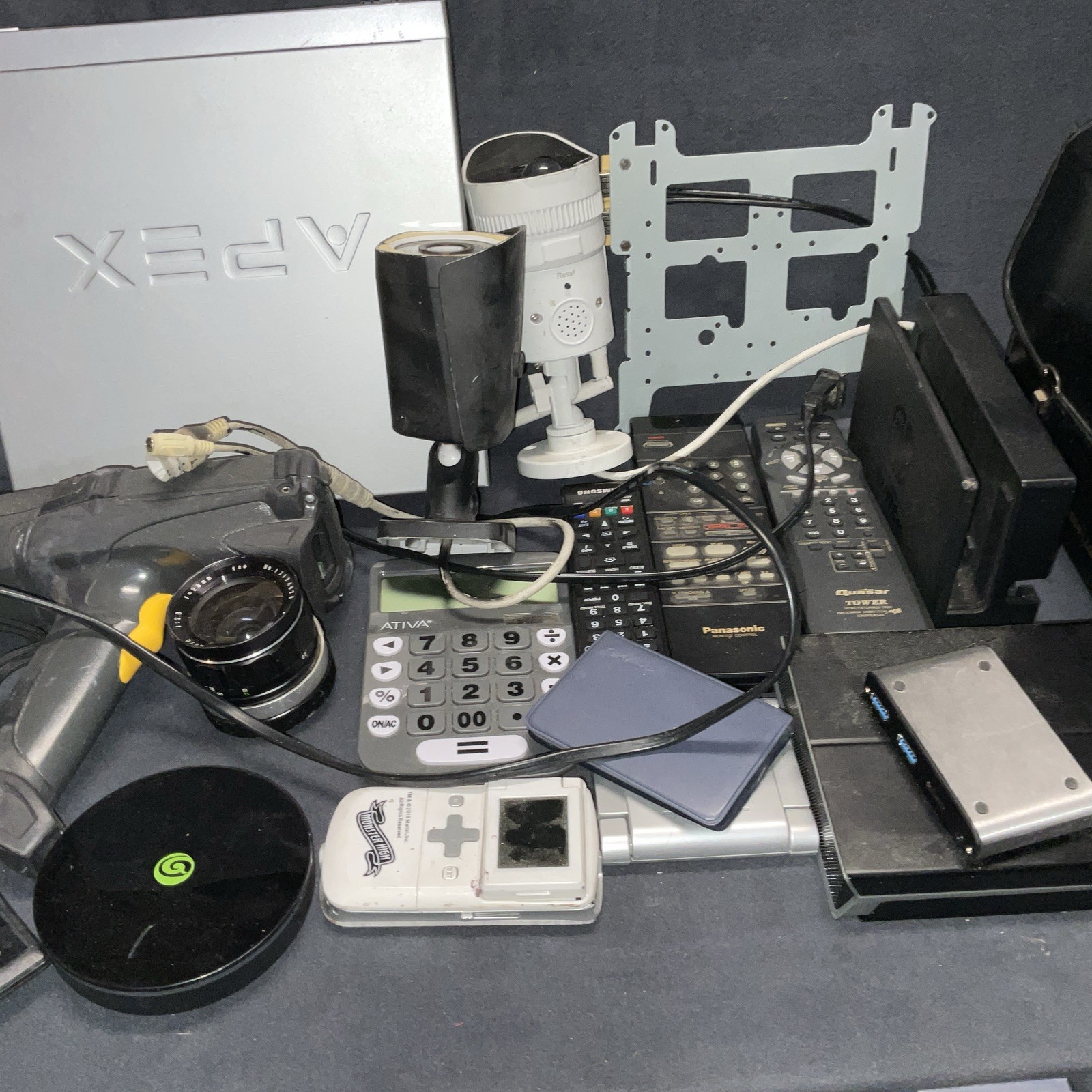 Untested Electronic Lot – External HDD, Garmin, Security Cameras, DVD, Remote