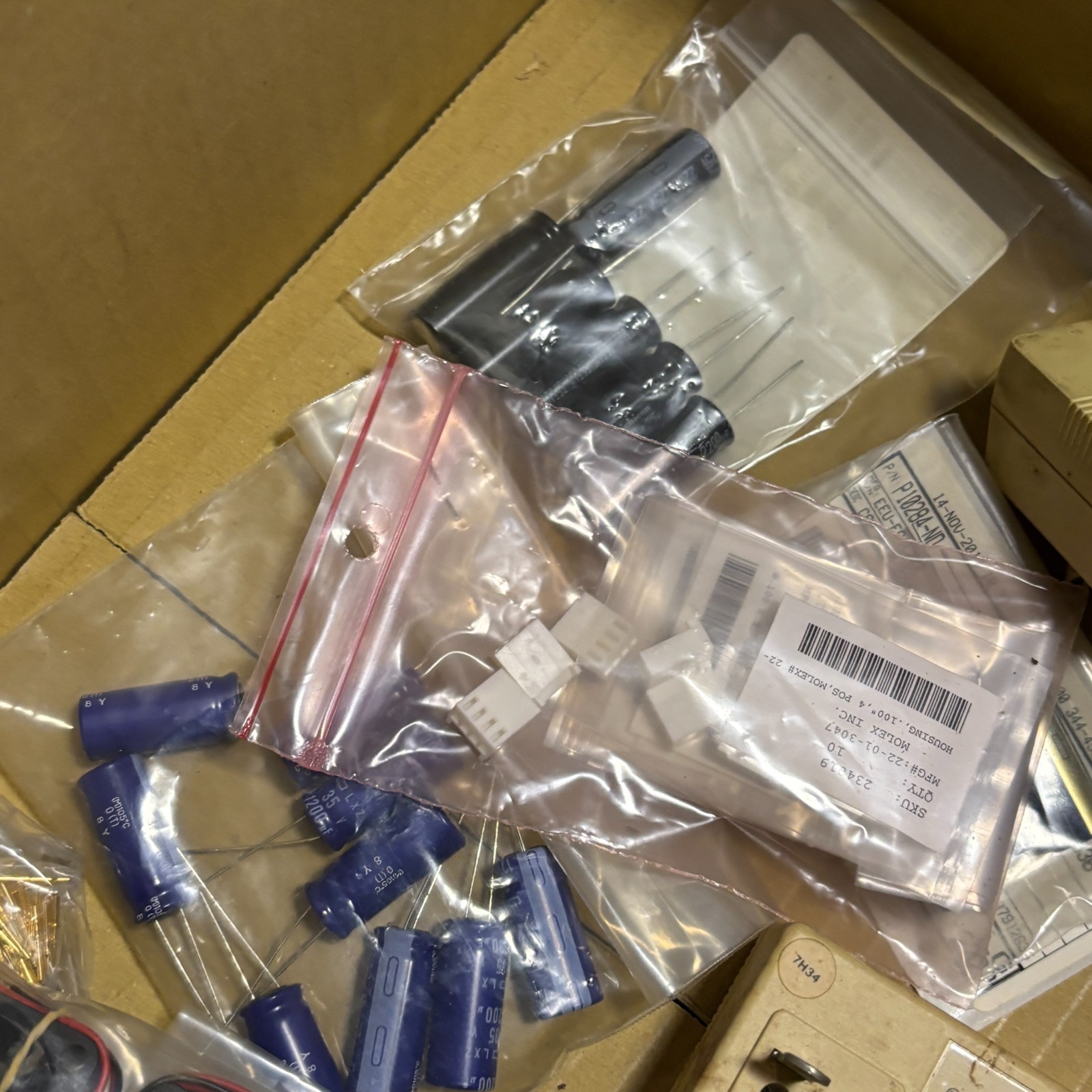 Junk Drawer Mixed Lot Vtg Electronics Caps, Fans, Adapters For Parts Or Rebuild