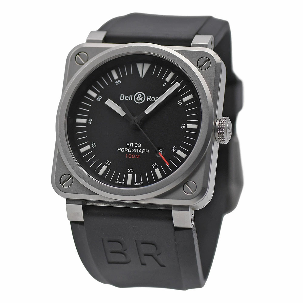 Bell & Ross BR03-92 Horograph BR0392-HOR-BLC/SRB Steel Black Dial Date Watch