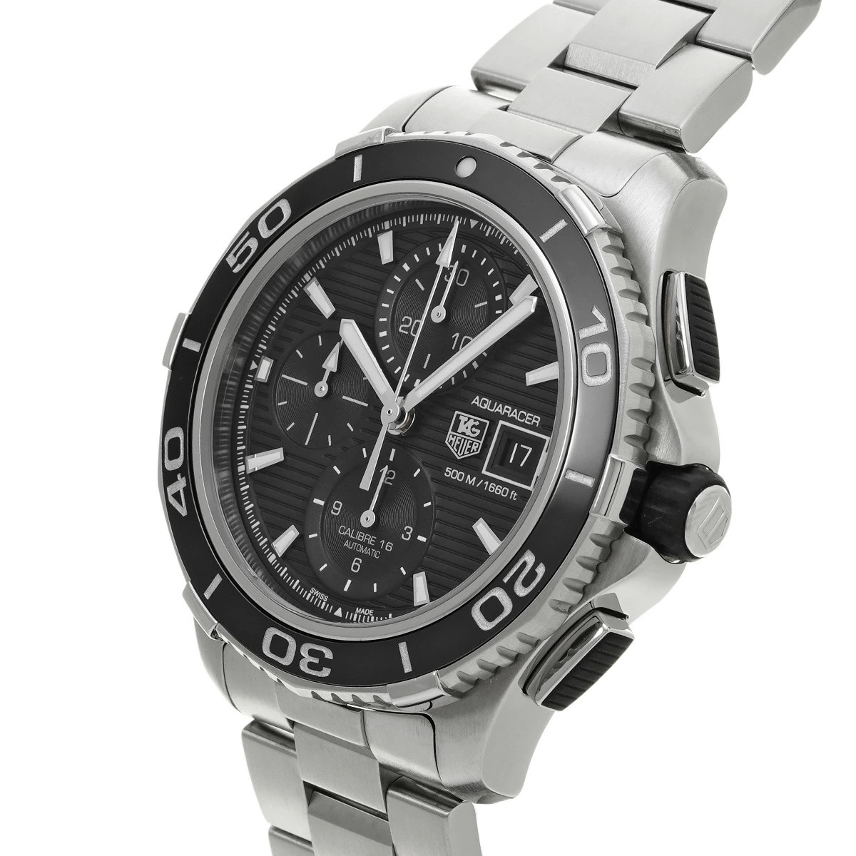 TAG HEUER Watch Aquaracer Calibre 16 Chronograph Stainless Steel Black Men’s