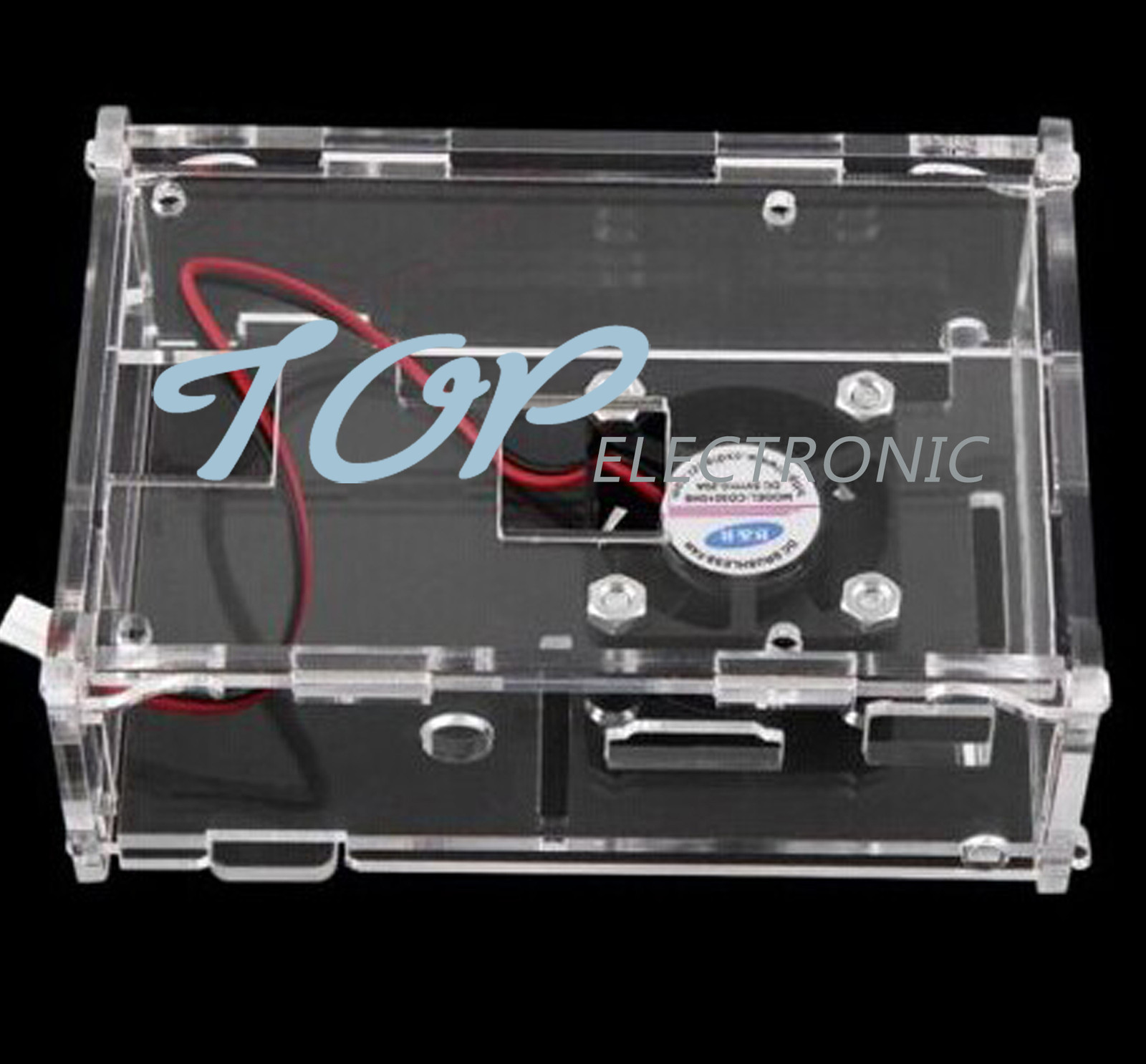 Transparent Clear Case Enclosure Box + Cooling Fan for Raspberry Pi 2 UL M197