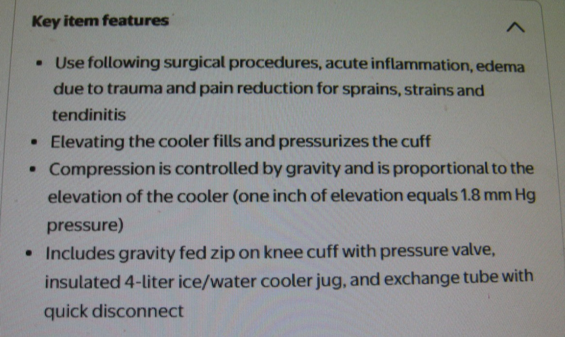 Aircast 2125 Cryo/Cuff Ice Therapy Gravity Cooler, Large Knee Cuff, Complete Set