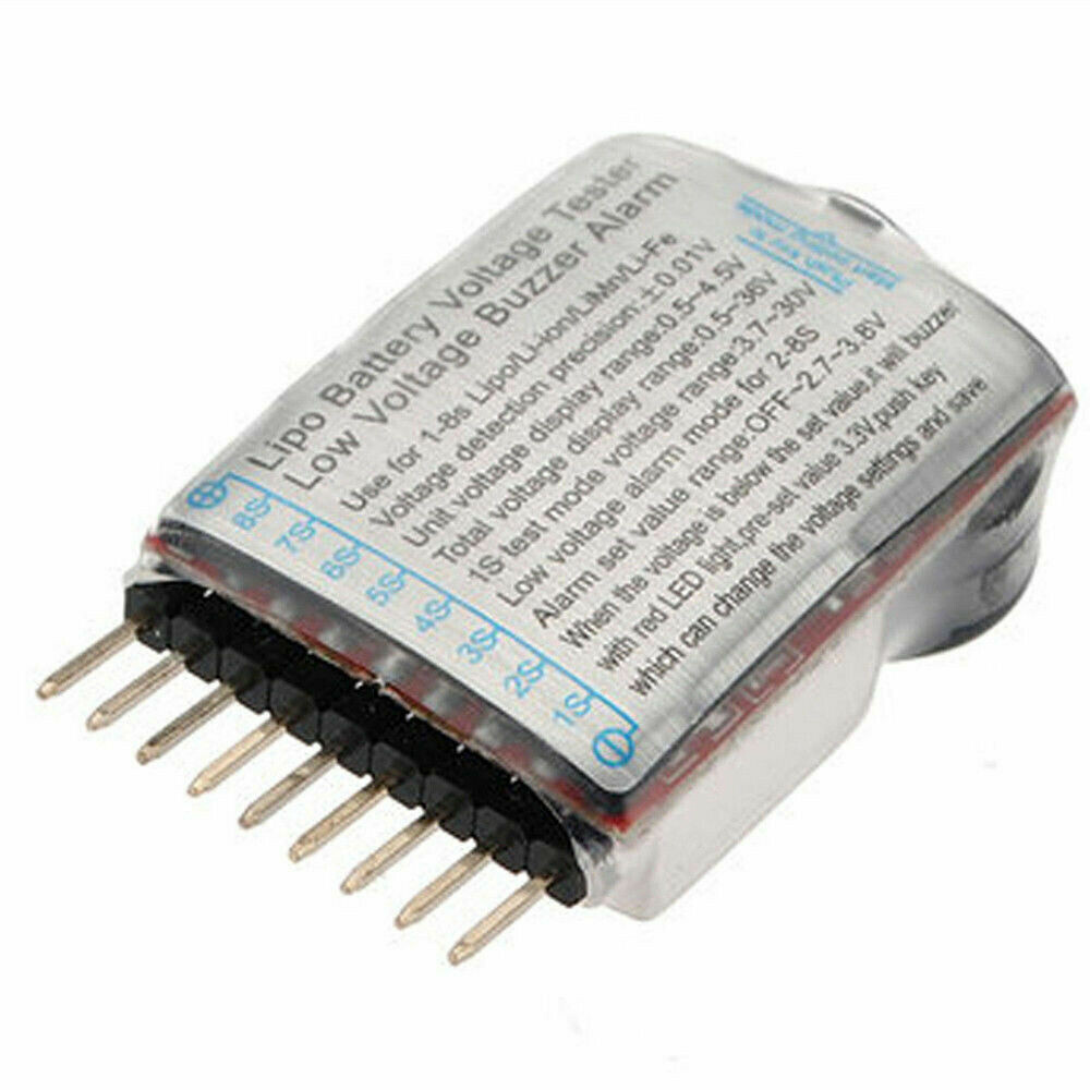1-8S Lipo Li-ion Fe Battery Voltage 2IN1 Tester Low Voltage Buzzer Alarm