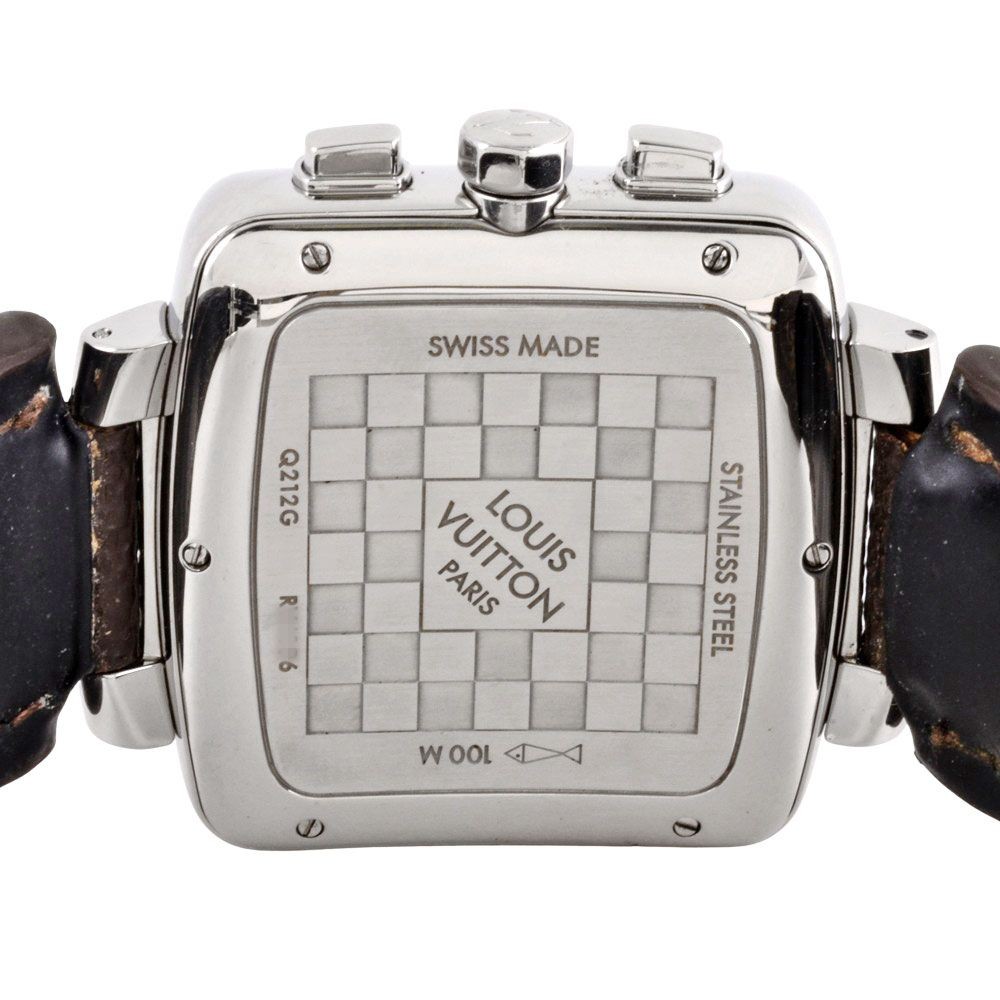 LOUIS VUITTON Watch Speedy Q212G Navy Dial Chronograph Square Monogram w/Box