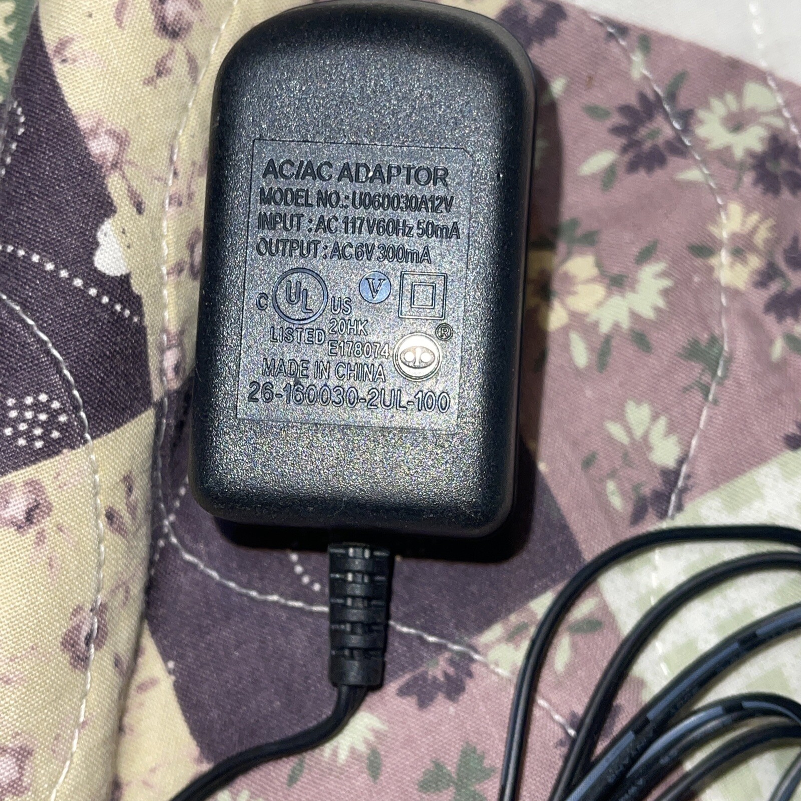 AC Adapter for CL82509 – Vtech AC Adapter – U060030A12V – AC 6V 300mA E178074