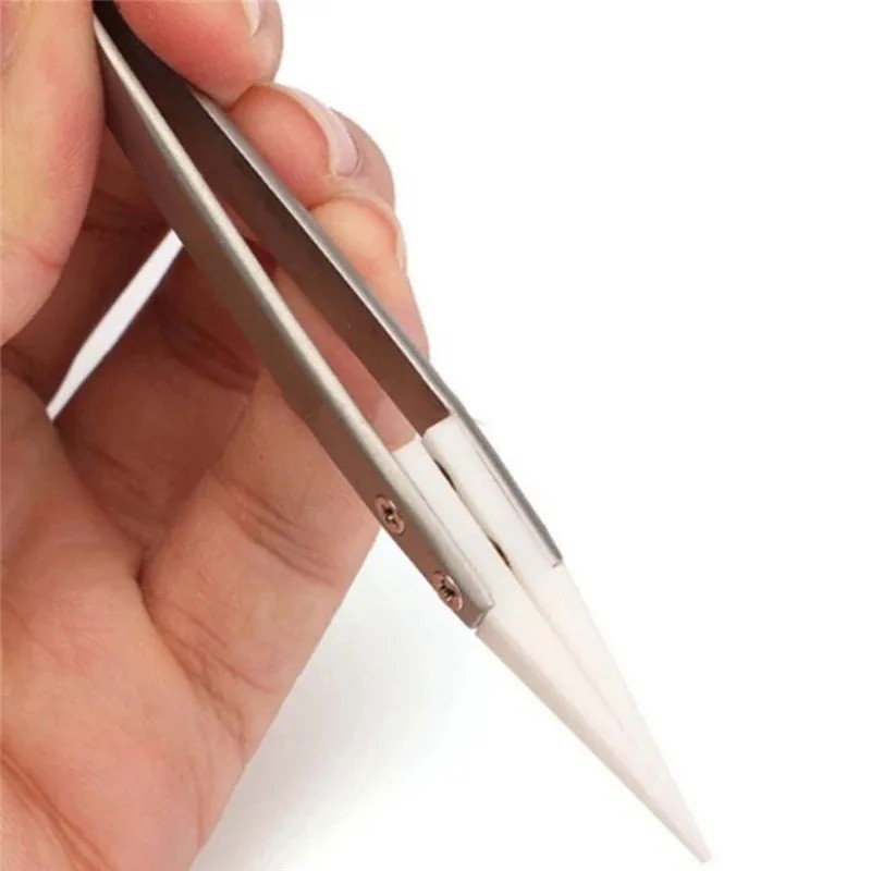 Stainless Steel Ceramic Tweezers Heat Resistant Non Conductive Ceramic tip